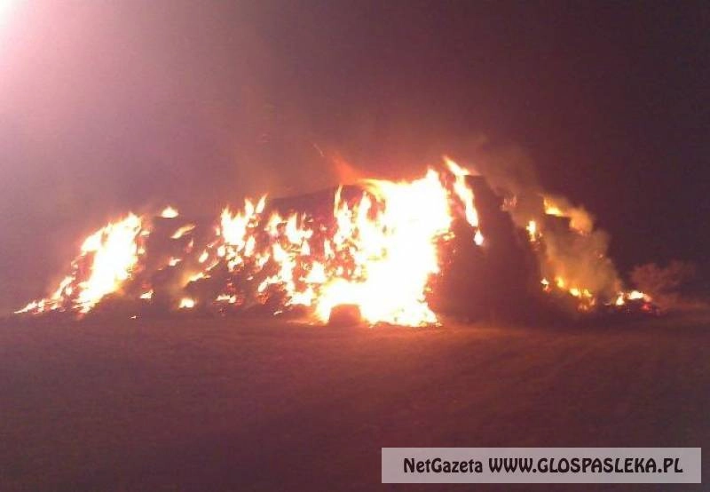Pożar sterty siana