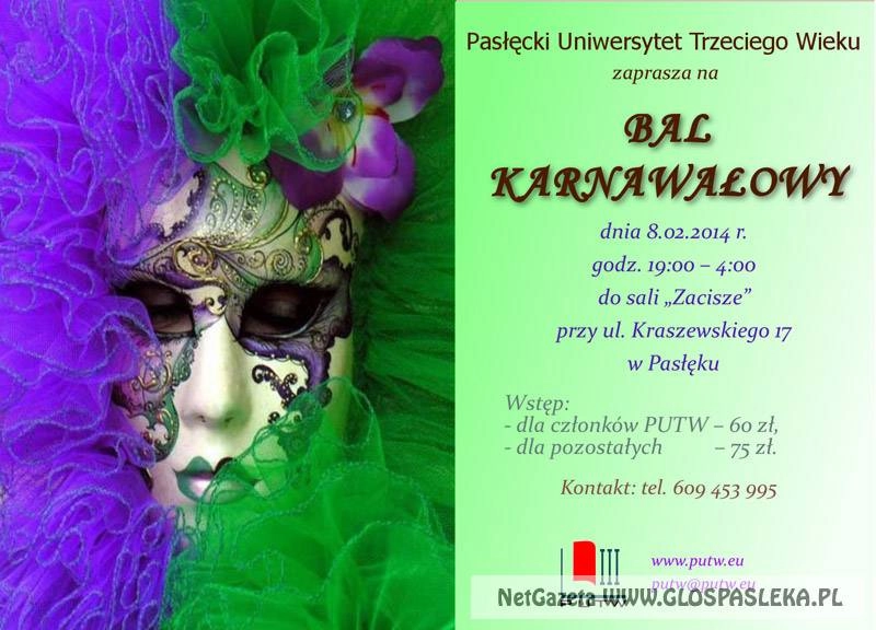 PUTW zaprasza na Bal karnawałowy