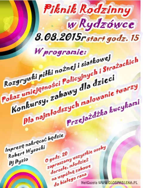 Zaproszenie na piknik rodzinny do Rydzówki