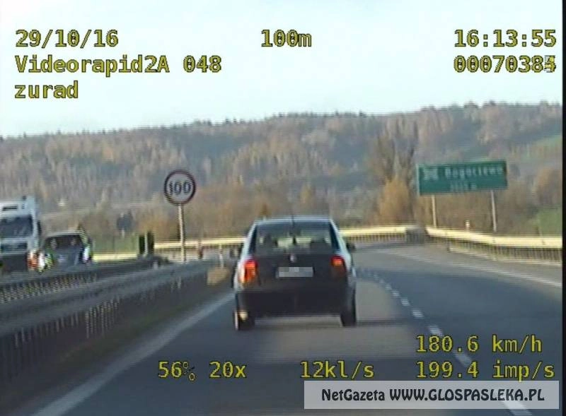 Przekroczenia prędkości zarejestrowane policyjnym wideorejestratorem