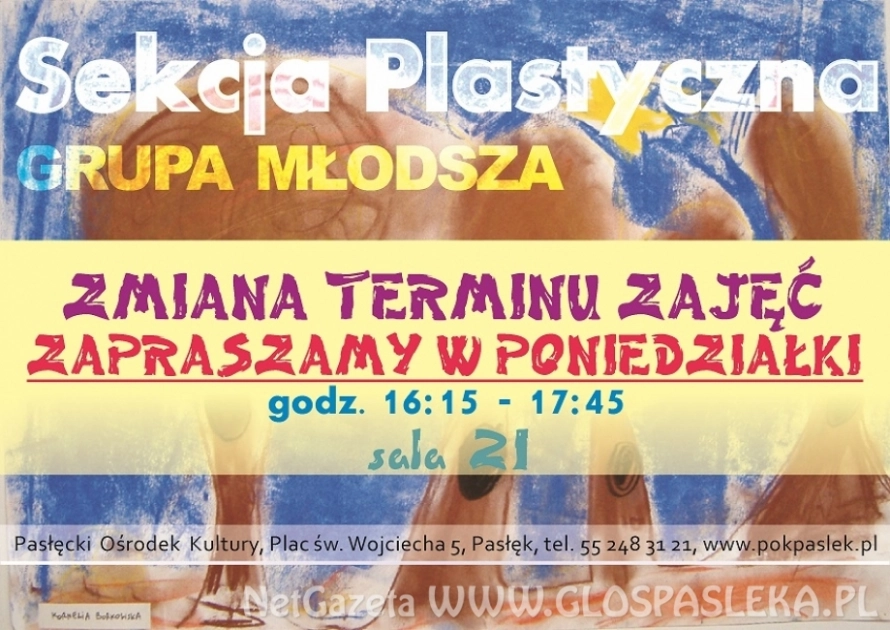 Zmiana terminu zajęć plastycznych