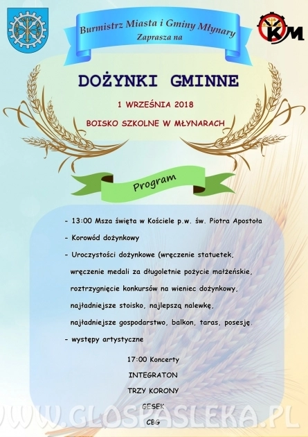 Zaproszenie na dożynki w Młynarach