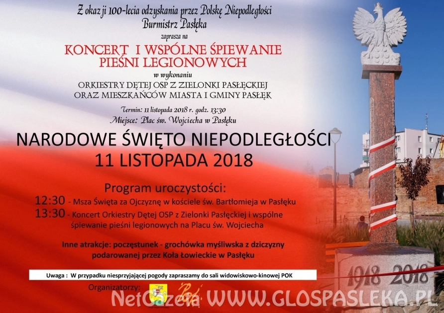 Zaproszenie na obchody Święta Niepodległości