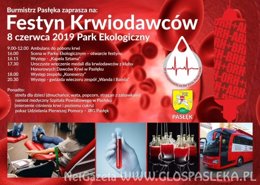 Burmistrz zaprasza na Festyn Krwiodawców