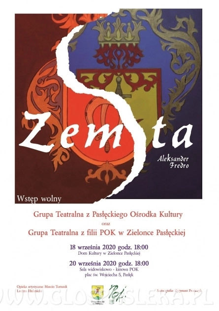 Zemsta w wykonaniu grup teatralnych POK i Zielonki Pasłęckiej