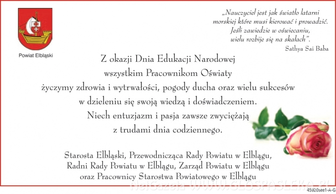 Życzenia z Okazji Dnia Edukacji Narodowej
