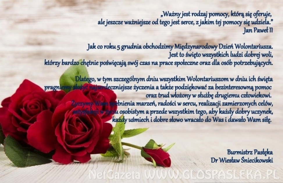Życzenia z okazji Dnia Wolontariusza