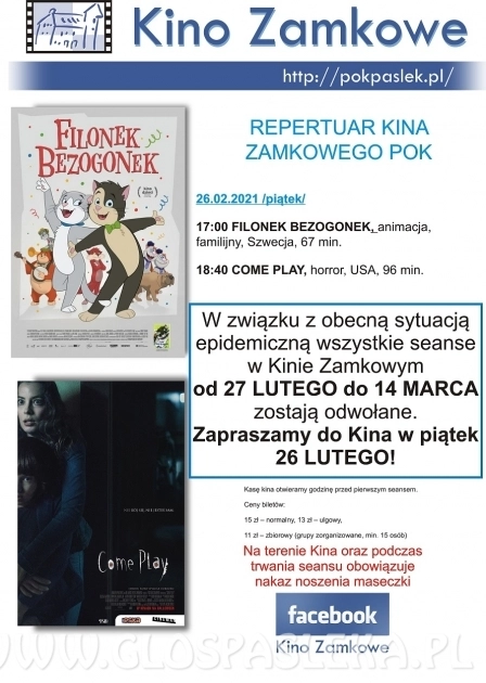 Uwaga - kino w sobotę nieczynne