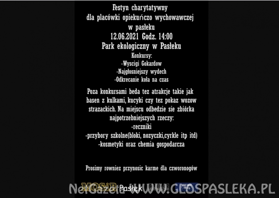 Zaproszenie na festyn charytatywny