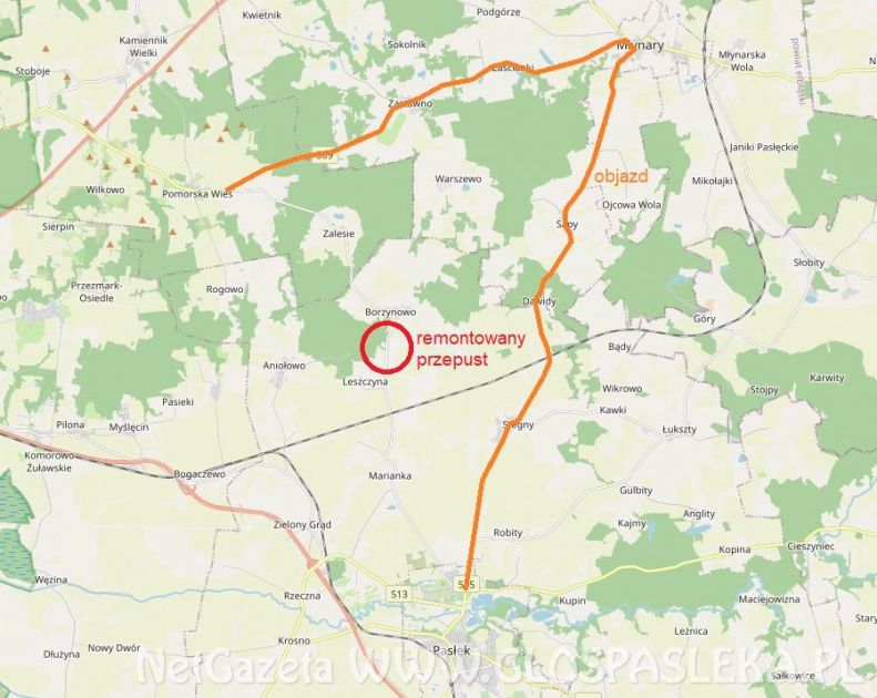 Całkowite zamknięcie drogi - Borzynowo