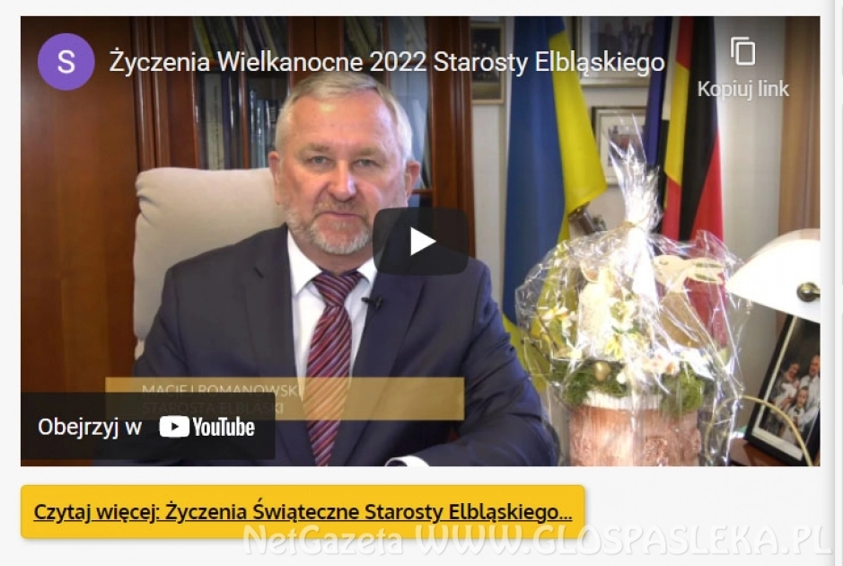Życzenia Starosty Elbląskiego