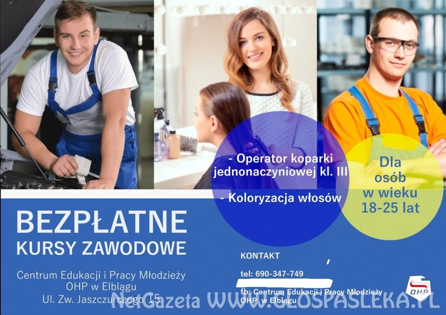 Młodzieżowe Centrum Kariery OHP ogłasza nabór na bezpłatne kursy zawodowe