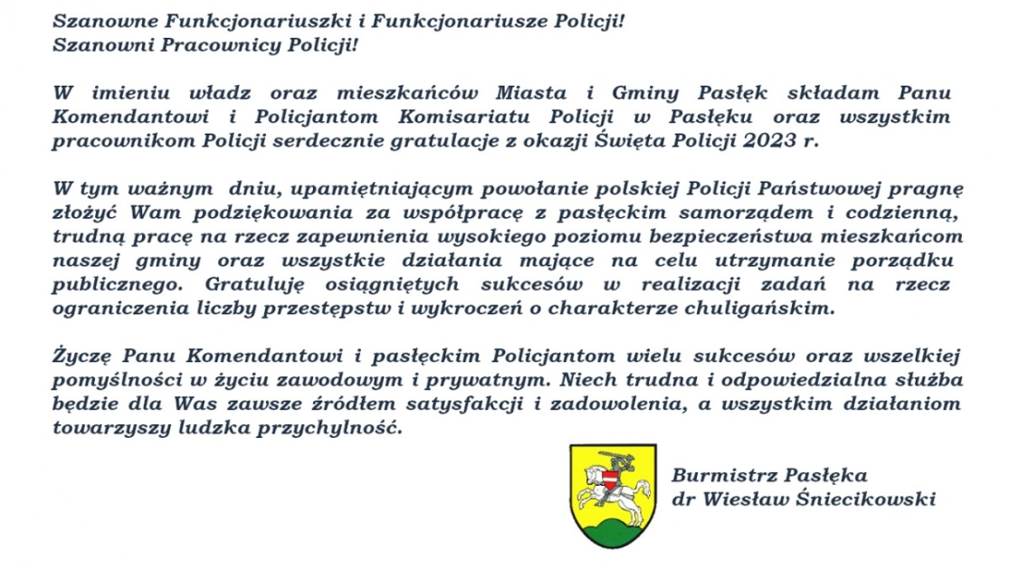 Życzenia z okazji Święta Policji