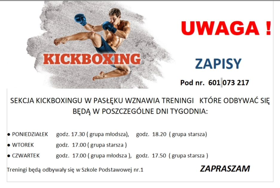 Sekcja kickboxingu zaprasza
