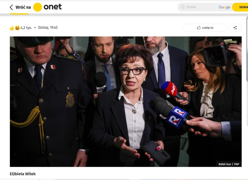 Nietęga mina pani marszałek