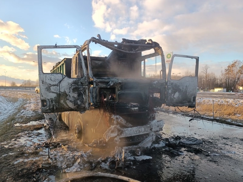 Pożar samochodu MAN