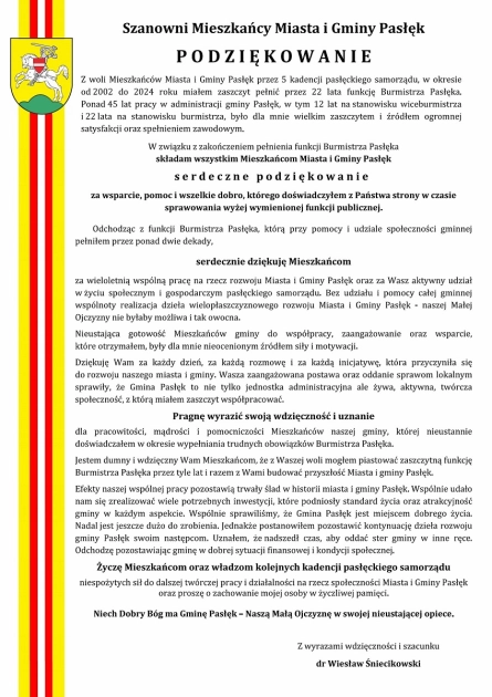 Burmistrz dziękuje
