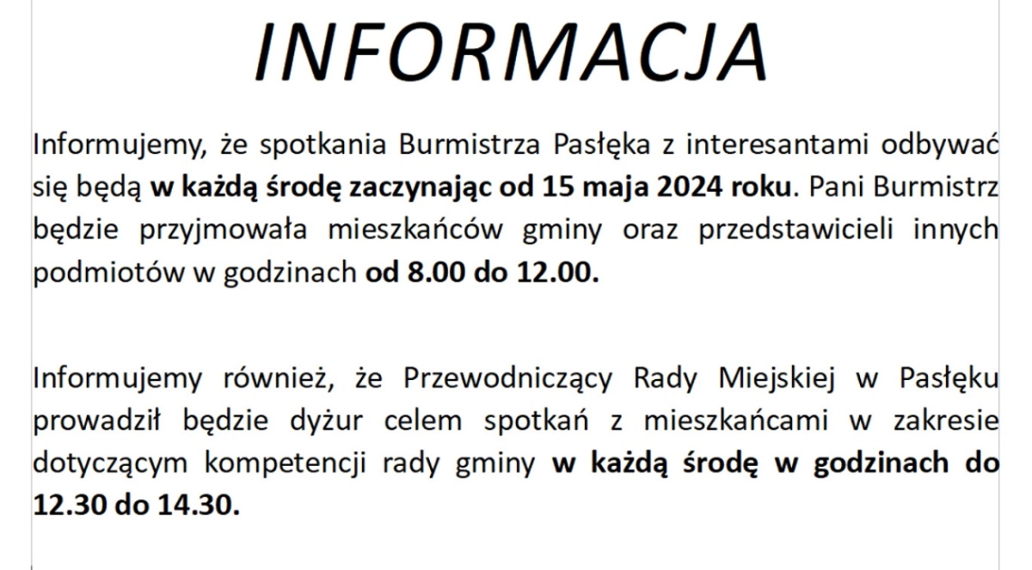 Urząd Miejski informuje
