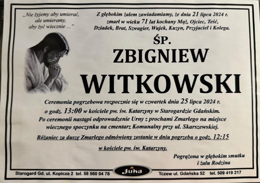 Zawiadomienie o pogrzebie