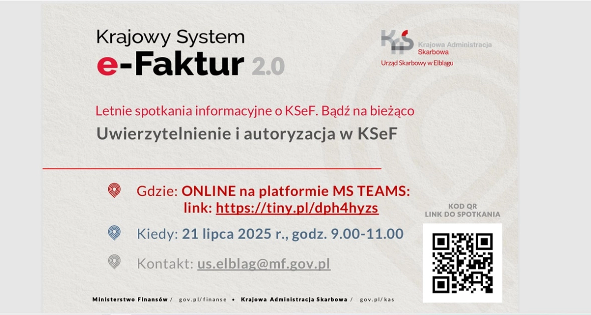 Zapraszamy na drugie spotkanie ONLINE o KSeF - Aktualności - Urząd Skarbowy w Elblągu