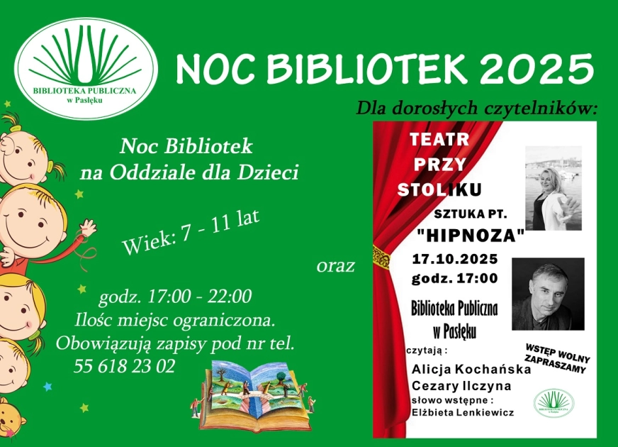 Noc bibliotek – dla najmłodszych zabawy, dla starszych Teatr przy Stoliku