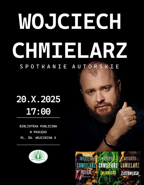 Wojciech Chmielarz, mistrz kryminału. Spotkanie autorskie w pasłęckiej bibliotece.