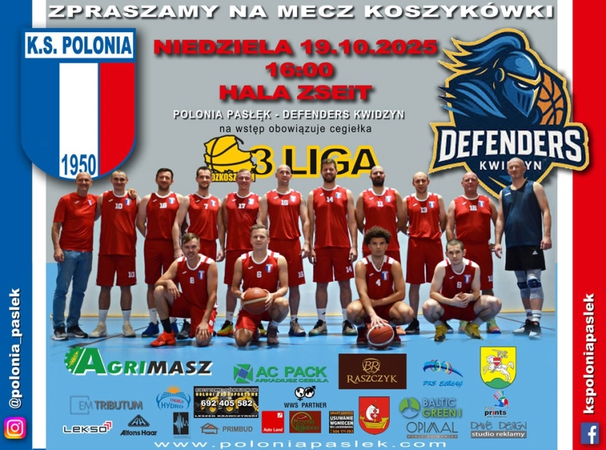 Silny rywal w Pasłęku. W niedzielę Polonia podejmuje Defenders Kwidzyn