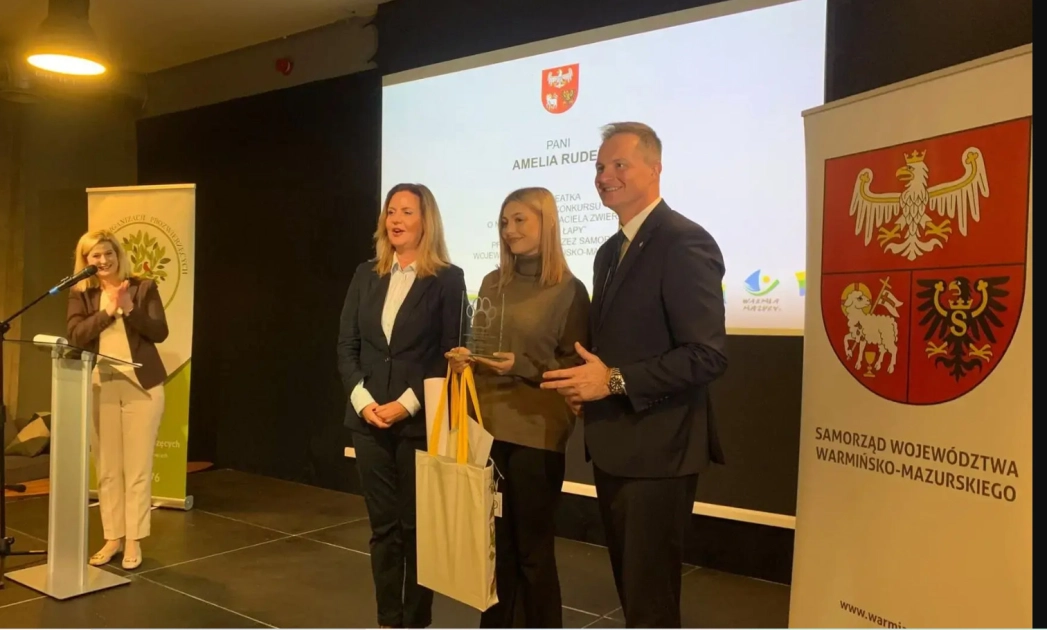 Amelia Rudek z nagrodą Przyjaciela Zwierząt