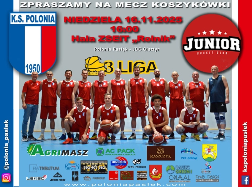 Polonia Pasłęk podejmie JBC Olsztyn – czas na przełamanie!