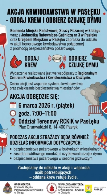 Oddaj krew i odbierz czujkę dymu - akcja krwiodawstwa w Pasłęku