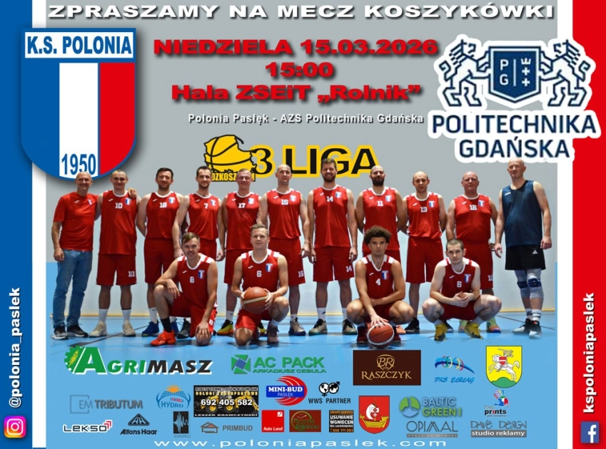 Koszykarze Polonii grają w Pasłęku