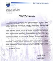 Burmistrz Czerska dziękuje