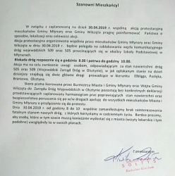 Blokada drogi w Młynarach