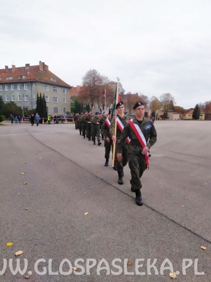Sztandar ZSEiT salutuje sztandarowi pułku