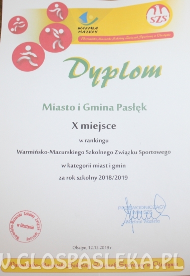 Wyróżnienie dla gminy Pasłęk