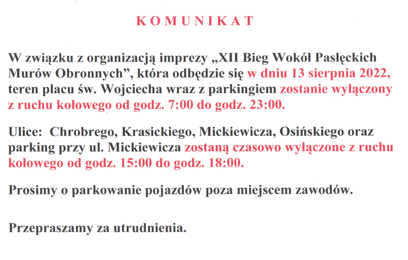 Zdjęcie numer 1 w artykule: XII Bieg Wokół Pasłęckich Murów Obronnych