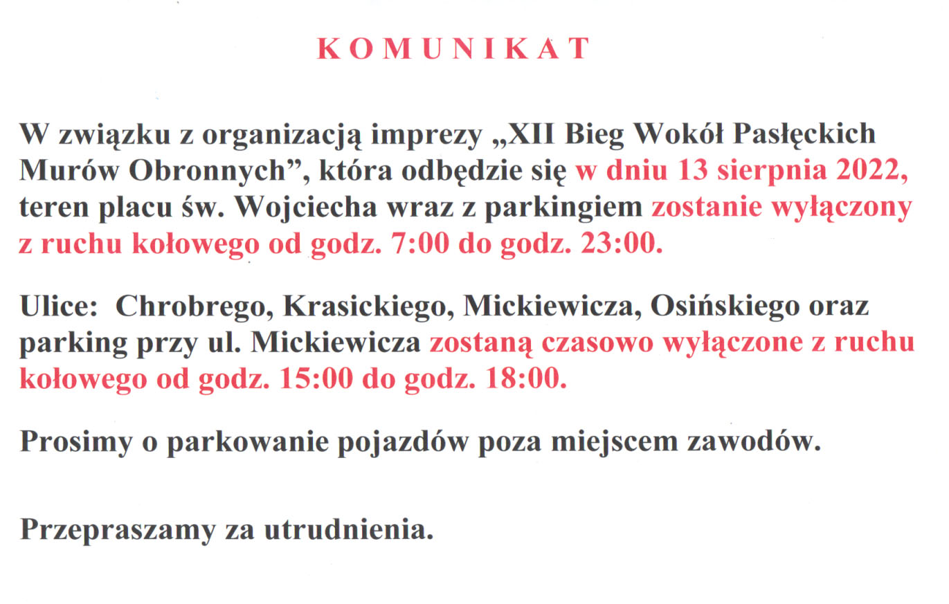 Zdjęcie numer 1 w artykule: XII Bieg Wokół Pasłęckich Murów Obronnych